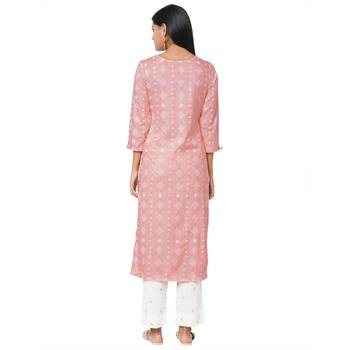 Women's Rayon Pink Kurta Set 5