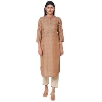 Women's Silk Brown Kurta Set 1