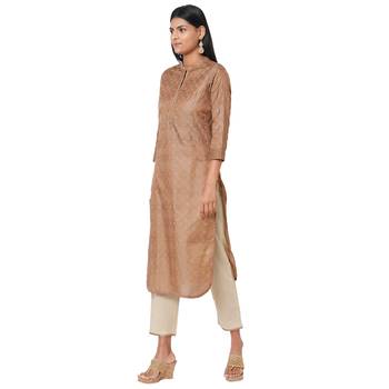 Women's Silk Brown Kurta Set 2