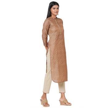 Women's Silk Brown Kurta Set 3