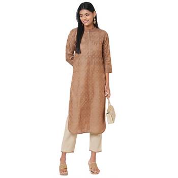 Women's Silk Brown Kurta Set 4
