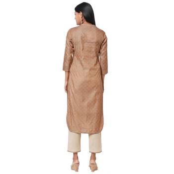 Women's Silk Brown Kurta Set 5