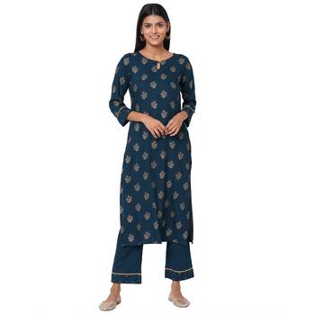 Women's Rayon Blue Kurta Set 1