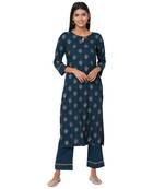 Women's Rayon Blue Kurta Set
