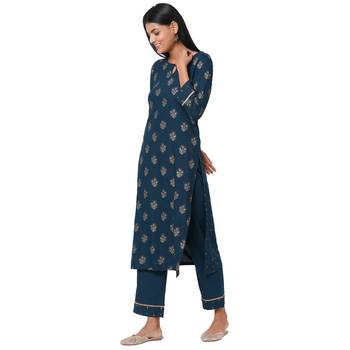Women's Rayon Blue Kurta Set 2