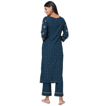 Women's Rayon Blue Kurta Set 5