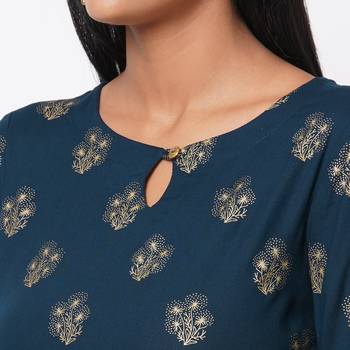 Women's Rayon Blue Kurta Set 6