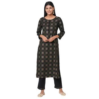Women's Rayon Black Kurta Set 1