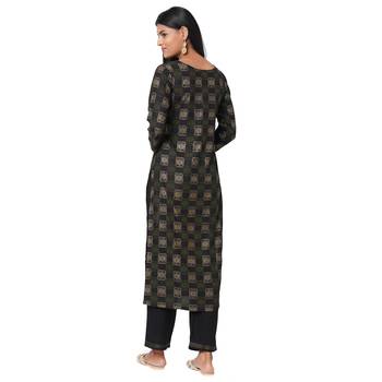 Women's Rayon Black Kurta Set 4