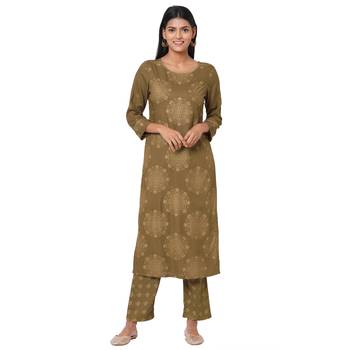 Women's Rayon Mehndi Kurta Set 1