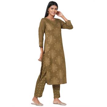 Women's Rayon Mehndi Kurta Set 3