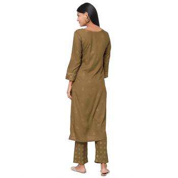 Women's Rayon Mehndi Kurta Set 4