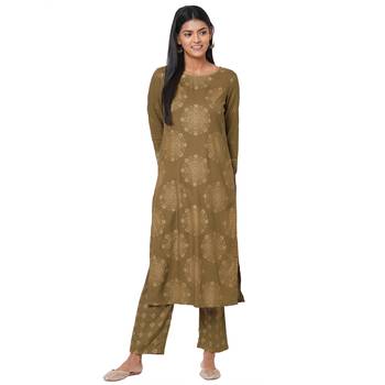 Women's Rayon Mehndi Kurta Set 5