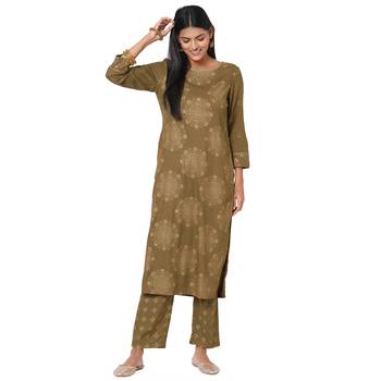 Women's Rayon Mehndi Kurta Set 6