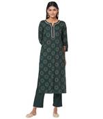 Women's Rayon Green Kurta Set