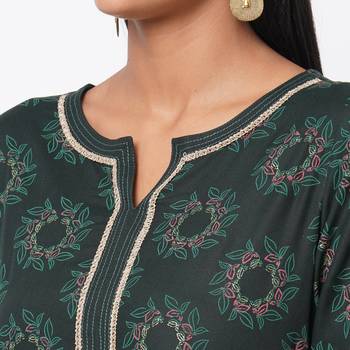 Women's Rayon Green Kurta Set 6