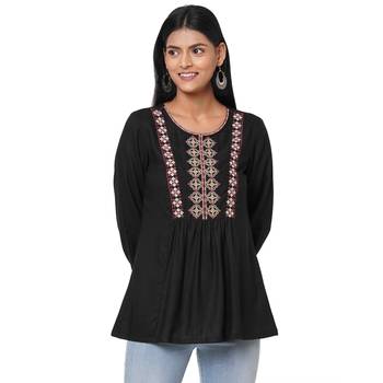 Women's Rayon Black Tops 1