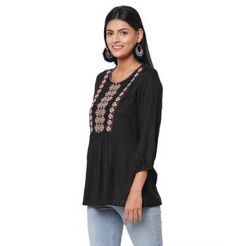 Women's Rayon Black Tops 2