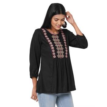 Women's Rayon Black Tops 3
