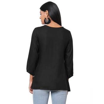 Women's Rayon Black Tops 4