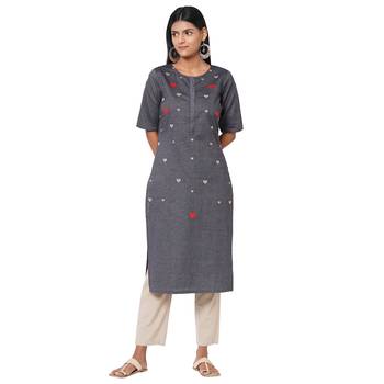 Women's Denim Grey Kurta 1