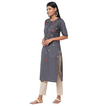 Women's Denim Grey Kurta 2