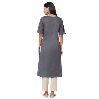 Women's Denim Grey Kurta 4