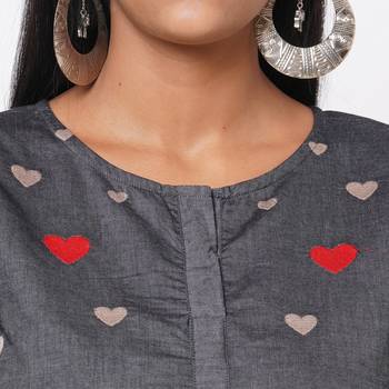 Women's Denim Grey Kurta 5