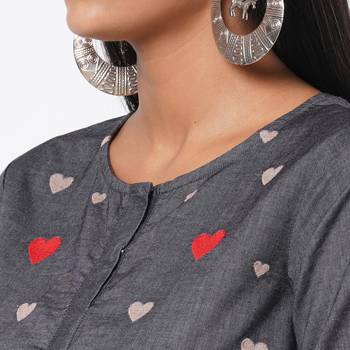Women's Denim Grey Kurta 6