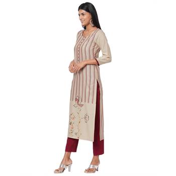 Women's Cotton Cream Kurta 2