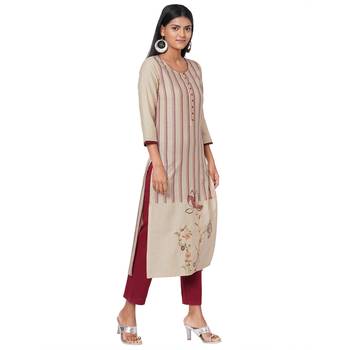 Women's Cotton Cream Kurta 3