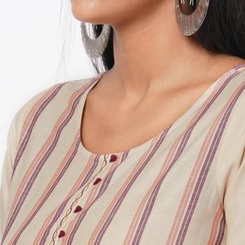 Women's Cotton Cream Kurta 6
