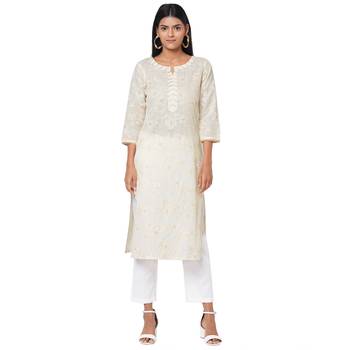 Women's Cotton Cream Kurta 1