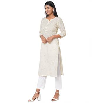 Women's Cotton Cream Kurta 2
