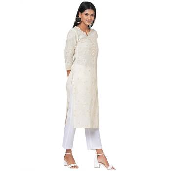 Women's Cotton Cream Kurta 3