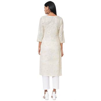 Women's Cotton Cream Kurta 4