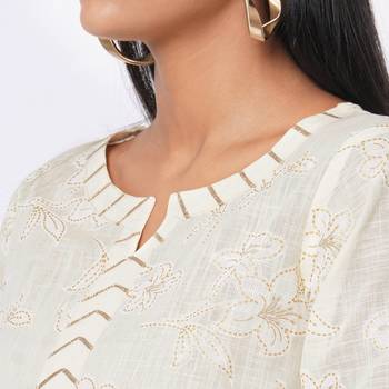 Women's Cotton Cream Kurta 6