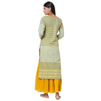 Women's Cotton Green Kurta 5
