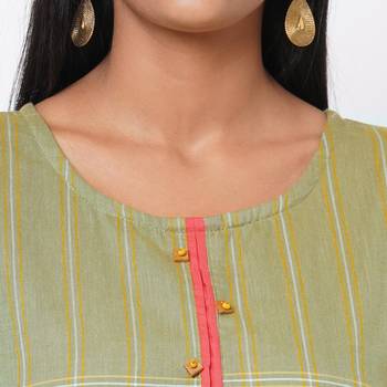 Women's Cotton Green Kurta 6