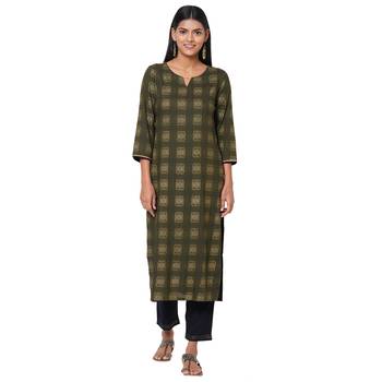 Women's Rayon Green Kurta Set 1