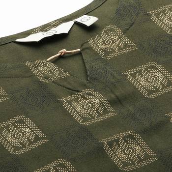 Women's Rayon Green Kurta Set 7