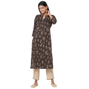 Women's Silk Brown Kurta Set 1