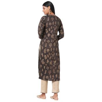 Women's Silk Brown Kurta Set 4