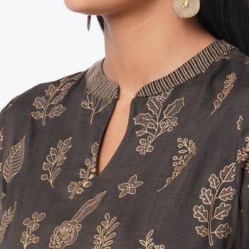 Women's Silk Brown Kurta Set 6