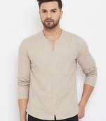 Beige_x000D_
 plain cotton men-kurtas