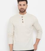 Beige_x000D_
 plain cotton men-kurtas