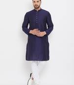 Blue_x000D_
 plain polyester men-kurtas
