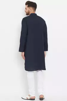 Blue plain cotton men-kurtas