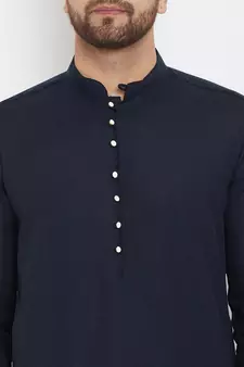 Blue plain cotton men-kurtas