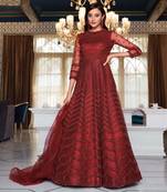 Red embroidered net salwar